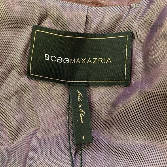 BCBGMAXAZRIA Leather Jacket Coat Purple Peplum Small - Picture 9 of 12